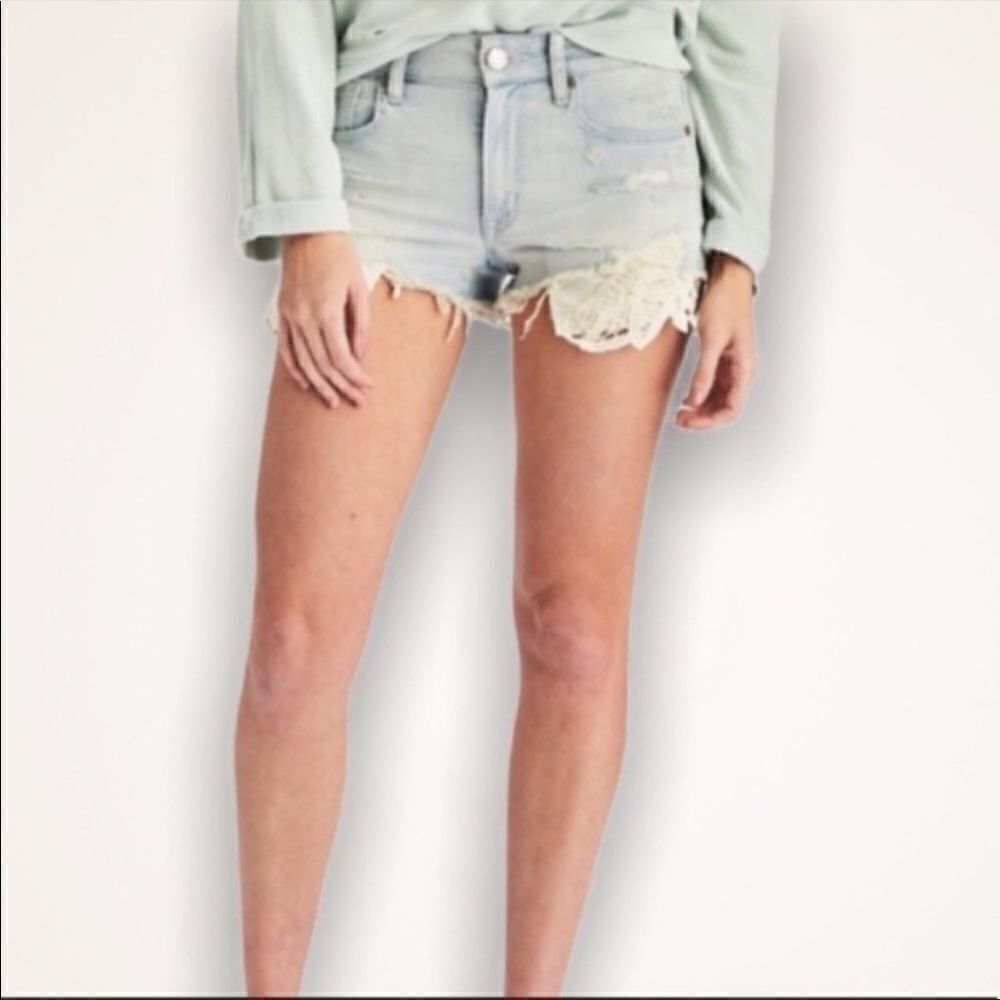 EXCELLENT DISTRESSED CONDITION AMERICAN EAGLE HI-RISE SHORTIE SHORTS SIZE 8